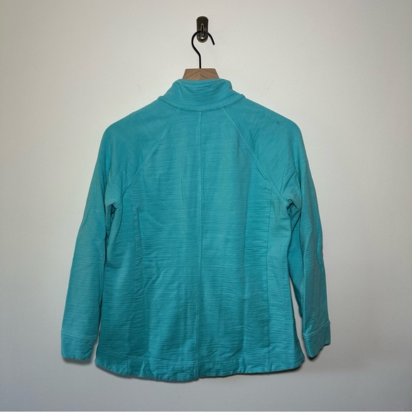 Talbots T by Talbots Cozy Crush Turquoise Full Zip UPF Jacket Medium Petite - Picture 3 of 6